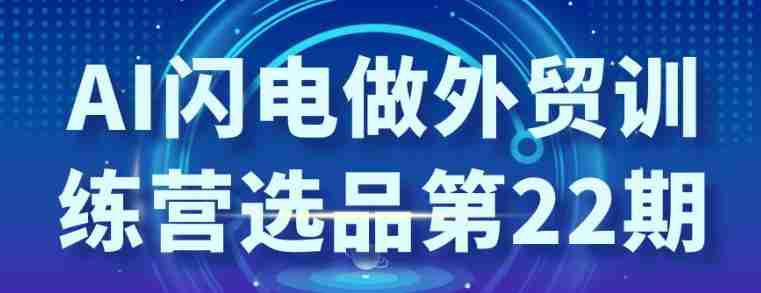 AI闪电做外贸训练营选品第22期